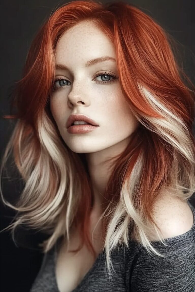 Detailed Red Hair With Blonde Highlights View Nature