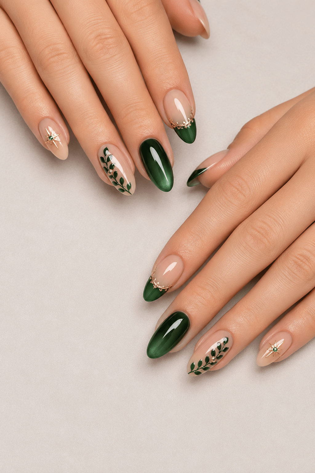 Emerald Botanical Nails