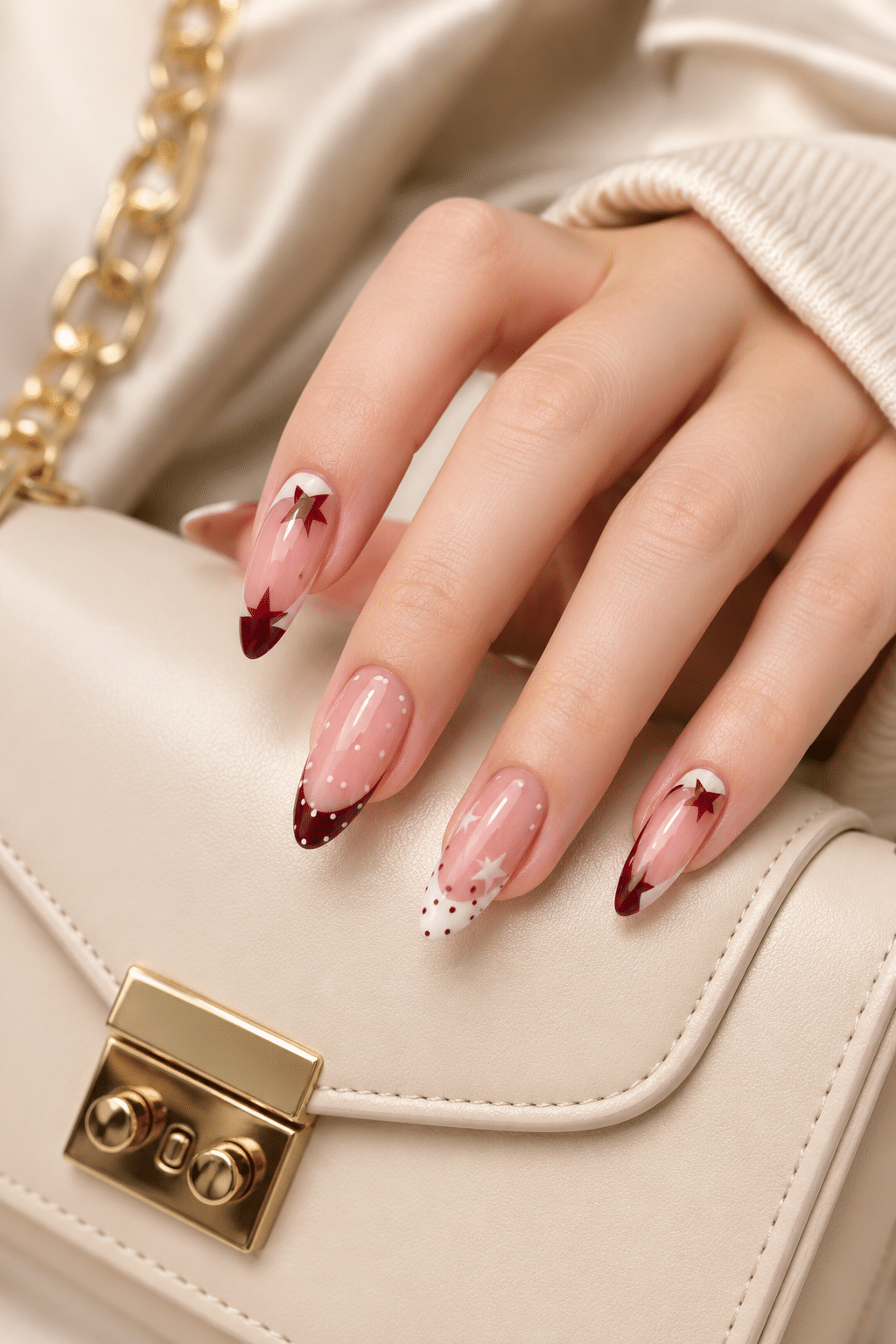 Elegant Burgundy Star Nail Ideas for a Chic Celestial Manicure 2 burgundy star nail ideas
