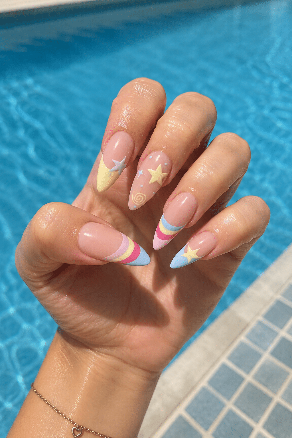 Pastel Star Nail Ideas for a Cute Summer Manicure 2 Pastel star nail ideas