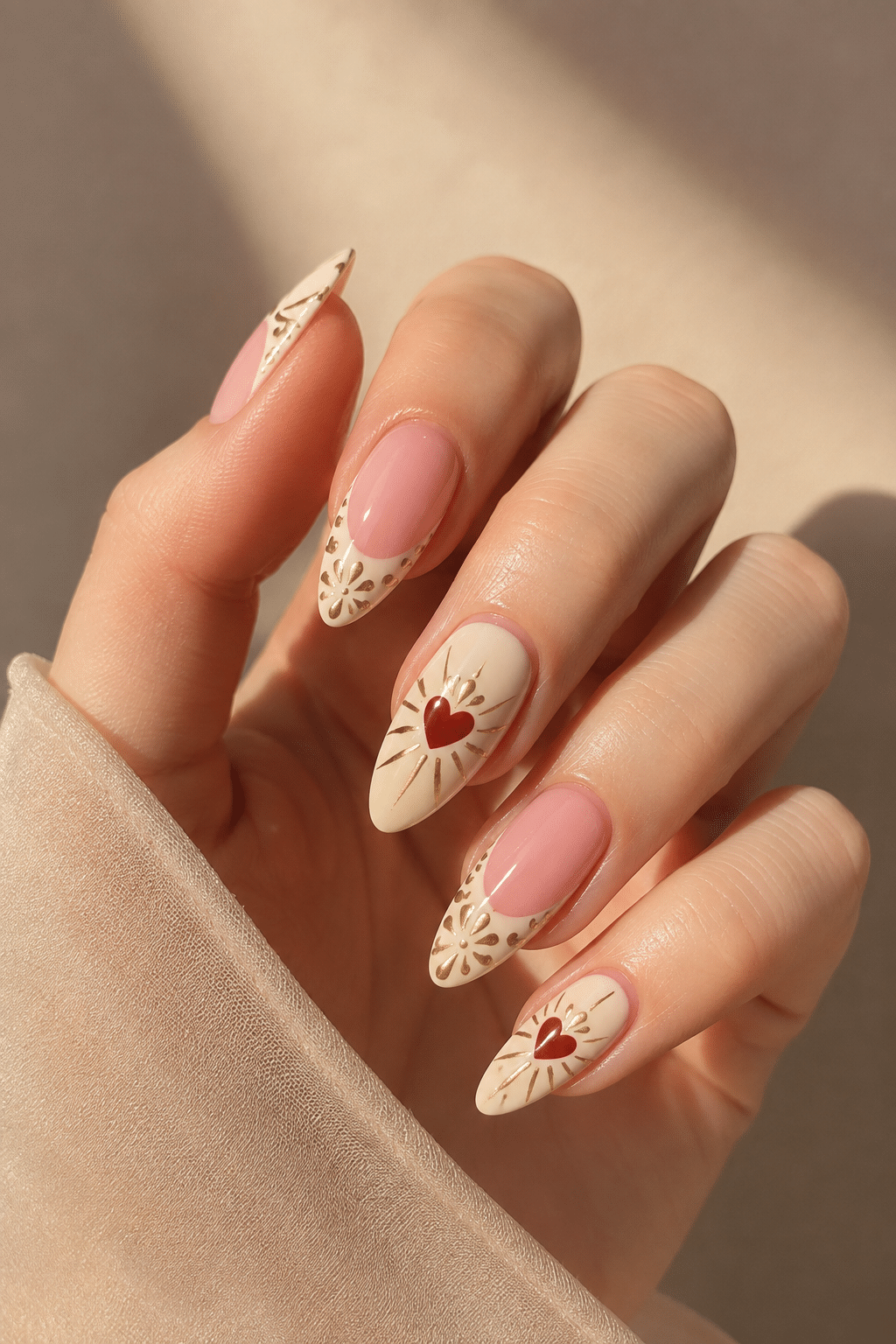 Romantic Sacred Heart French Tip Nails for an Elegant Manicure 3 Romantic Sacred Heart French Tip Nails