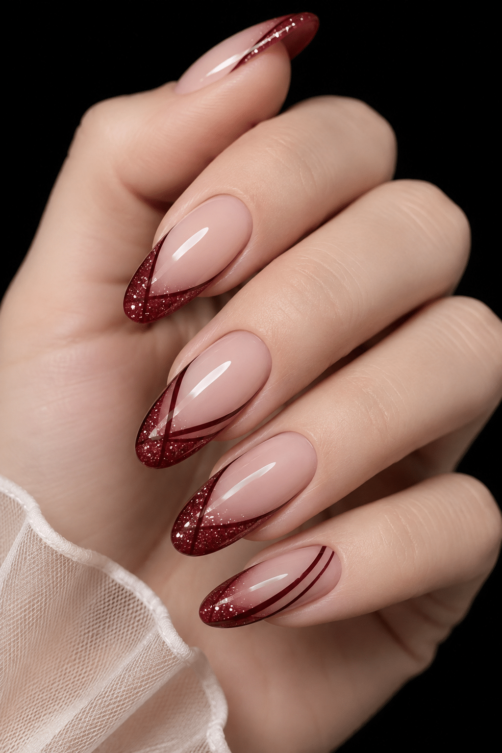 Burgundy Glam French Nail Ideas 3 Burgundy Glam French Nail Ideas