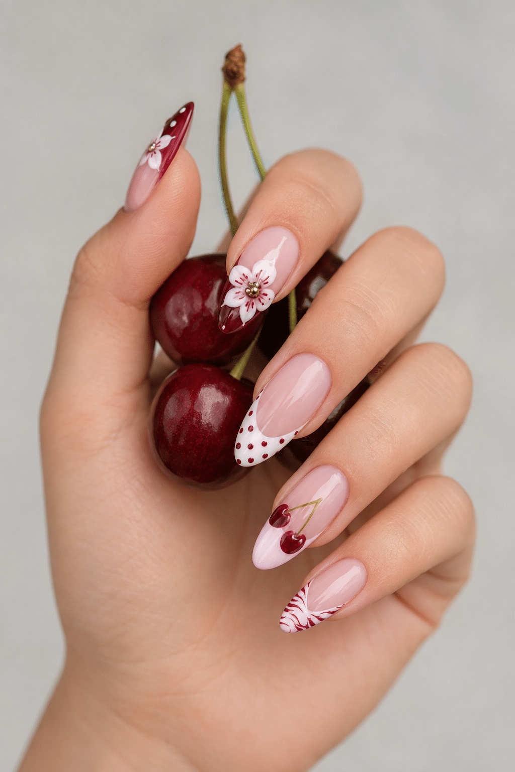 Sweet Cherry Blossom Nail Ideas for a Romantic Feminine Manicure 3 Sweet Cherry Blossom Nail Ideas