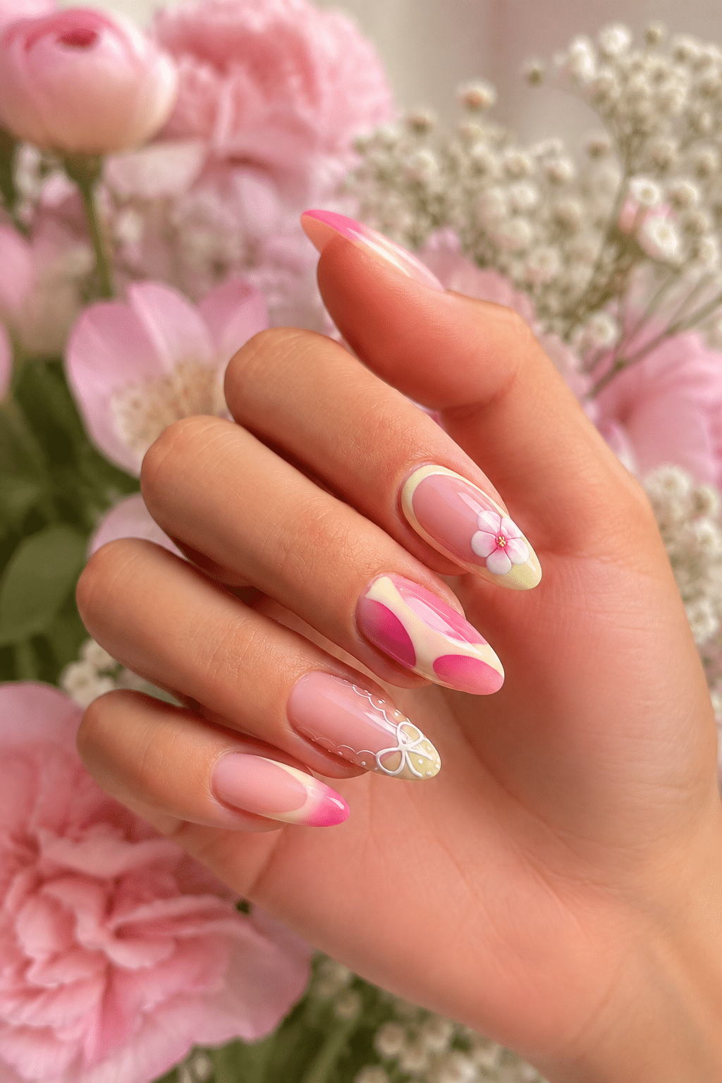 Soft Pink Floral Nail Ideas for an Elegant Feminine Manicure 2 soft pink floral nail ideas