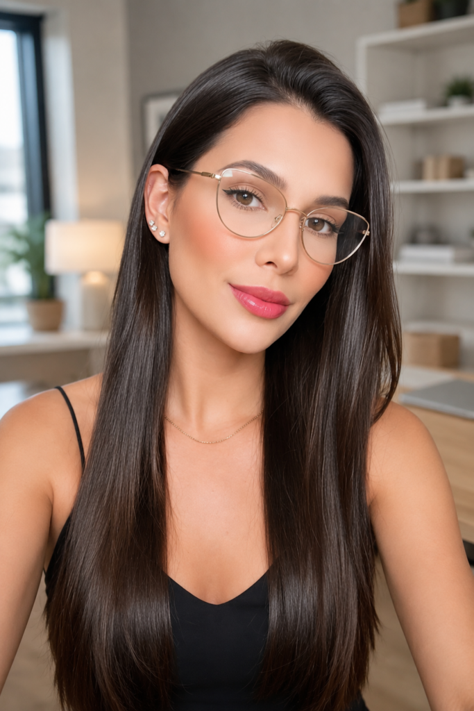 Sleek Long Brunette Hair
