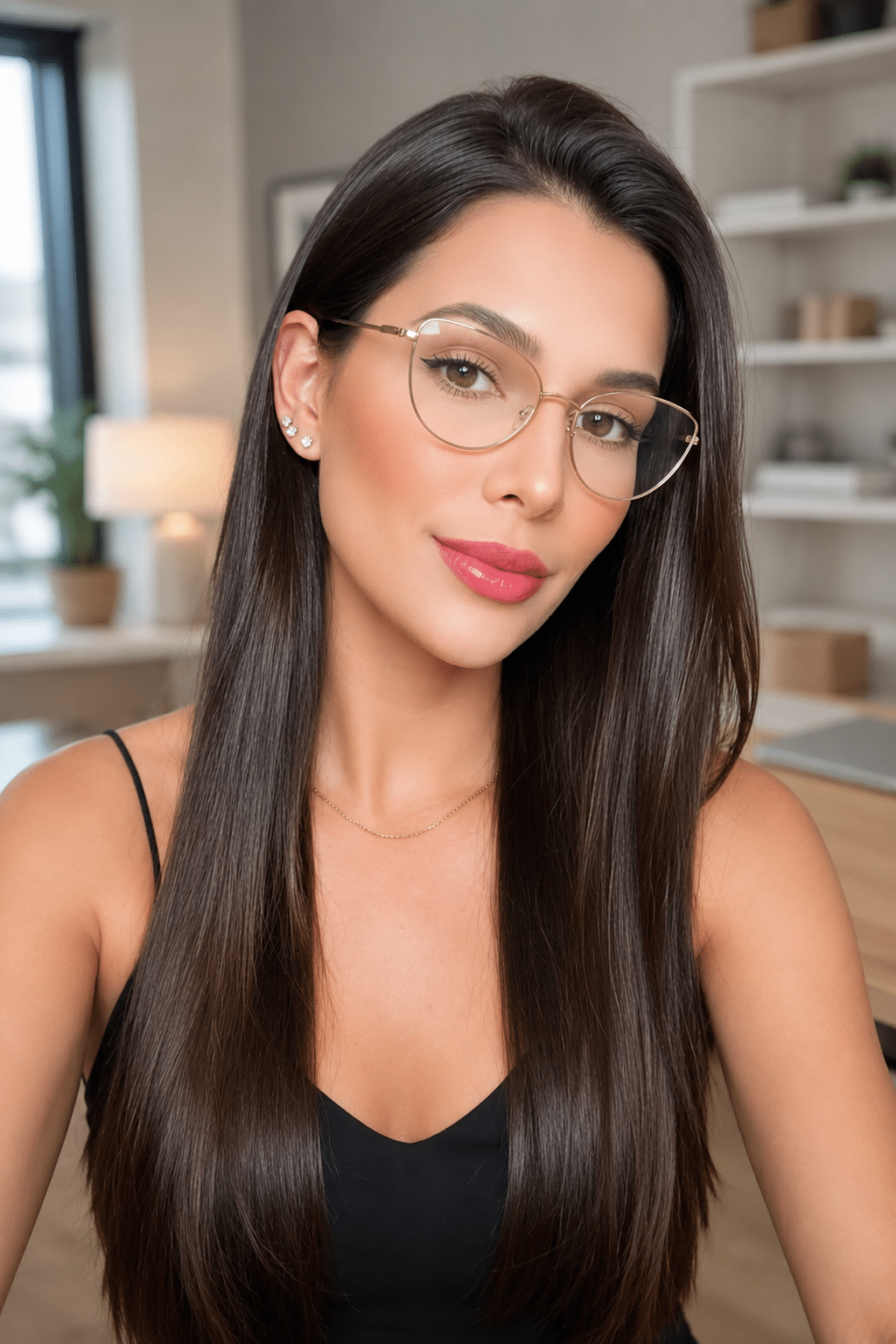 Sleek Long Brunette Hair
