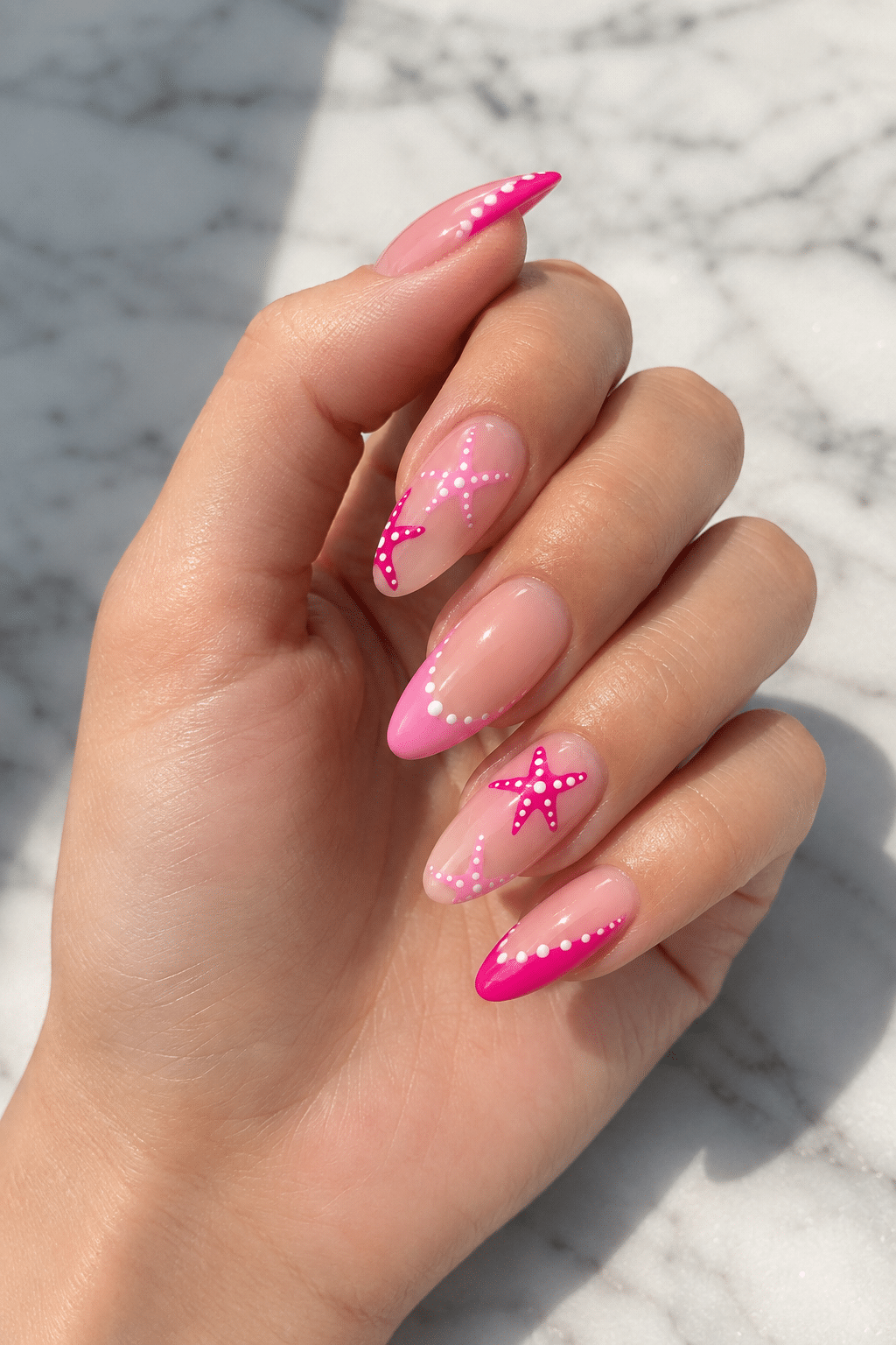 Pink Starfish Summer Nails for a Bright Poolside Manicure 3 Pink starfish summer nails