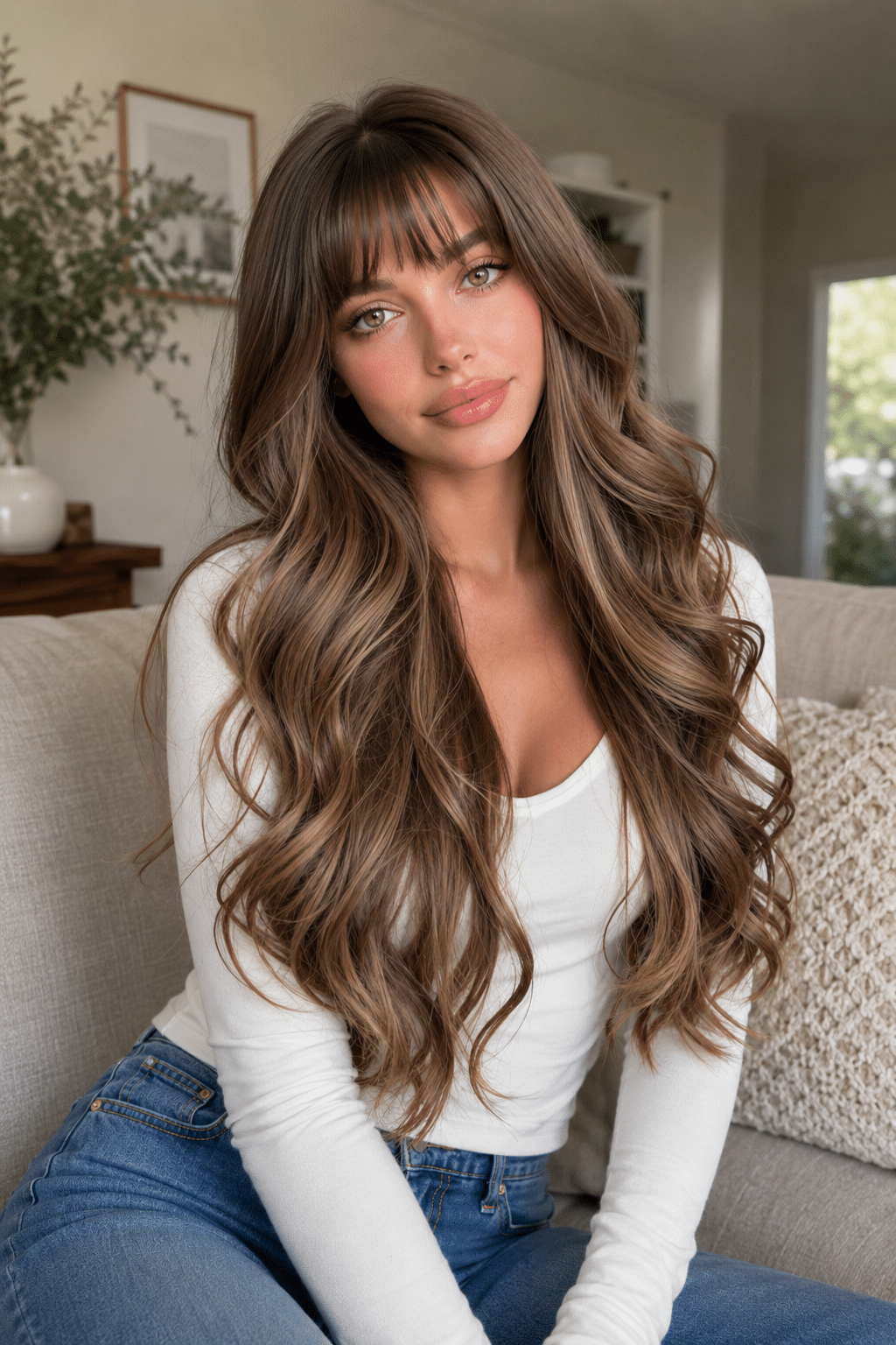 Long Layered Hair With Soft Bangs for Soft Waves and Everyday Glam 2 Long Layered Hair With Soft Bangs