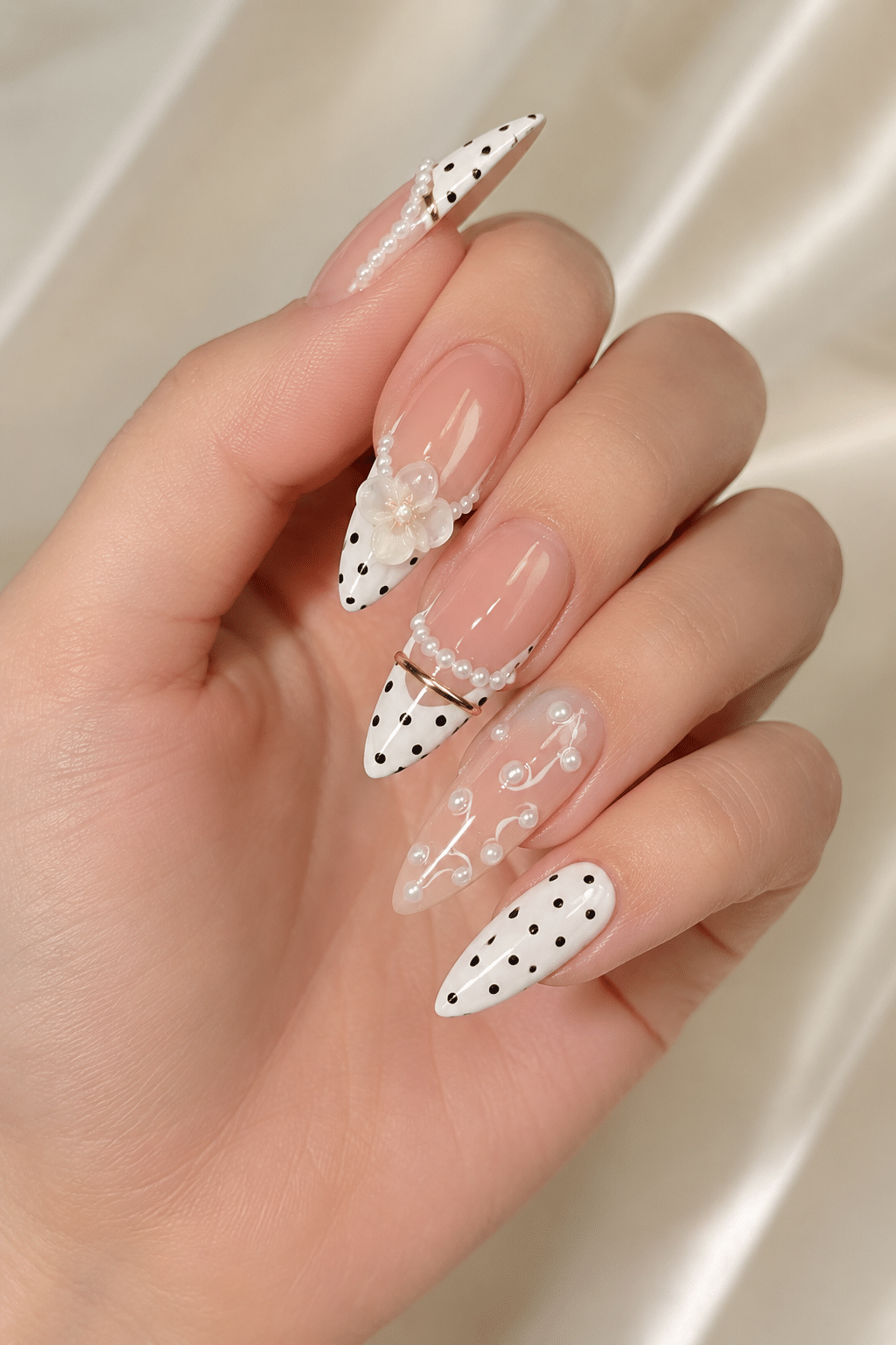 Pearl Floral French Tip Nails: Elegant Pearl & Flower Manicure Ideas 2 Pearl Floral French Tip Nails