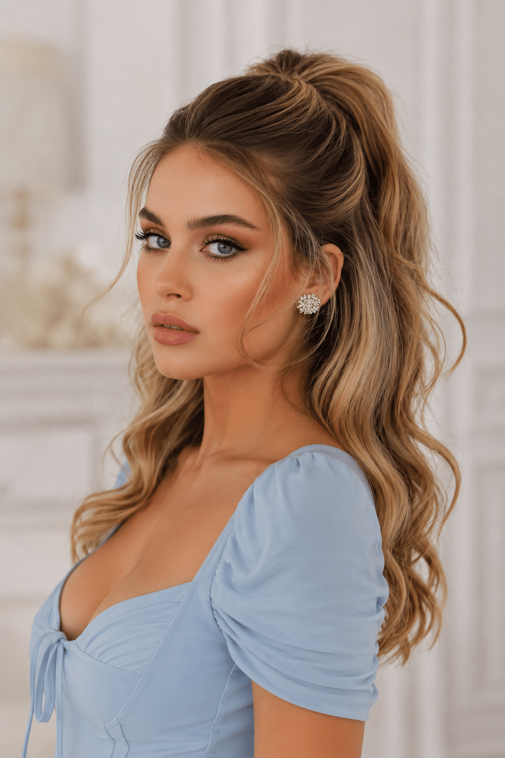 Voluminous Half-Up Ponytail With Soft Curls 3 voluminous half-up ponytail