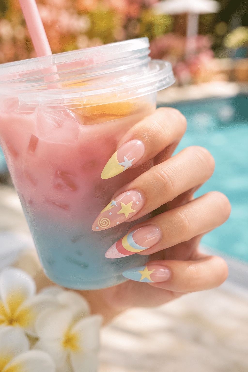 Pastel Star Nail Ideas for a Cute Summer Manicure 3 Pastel star nail ideas
