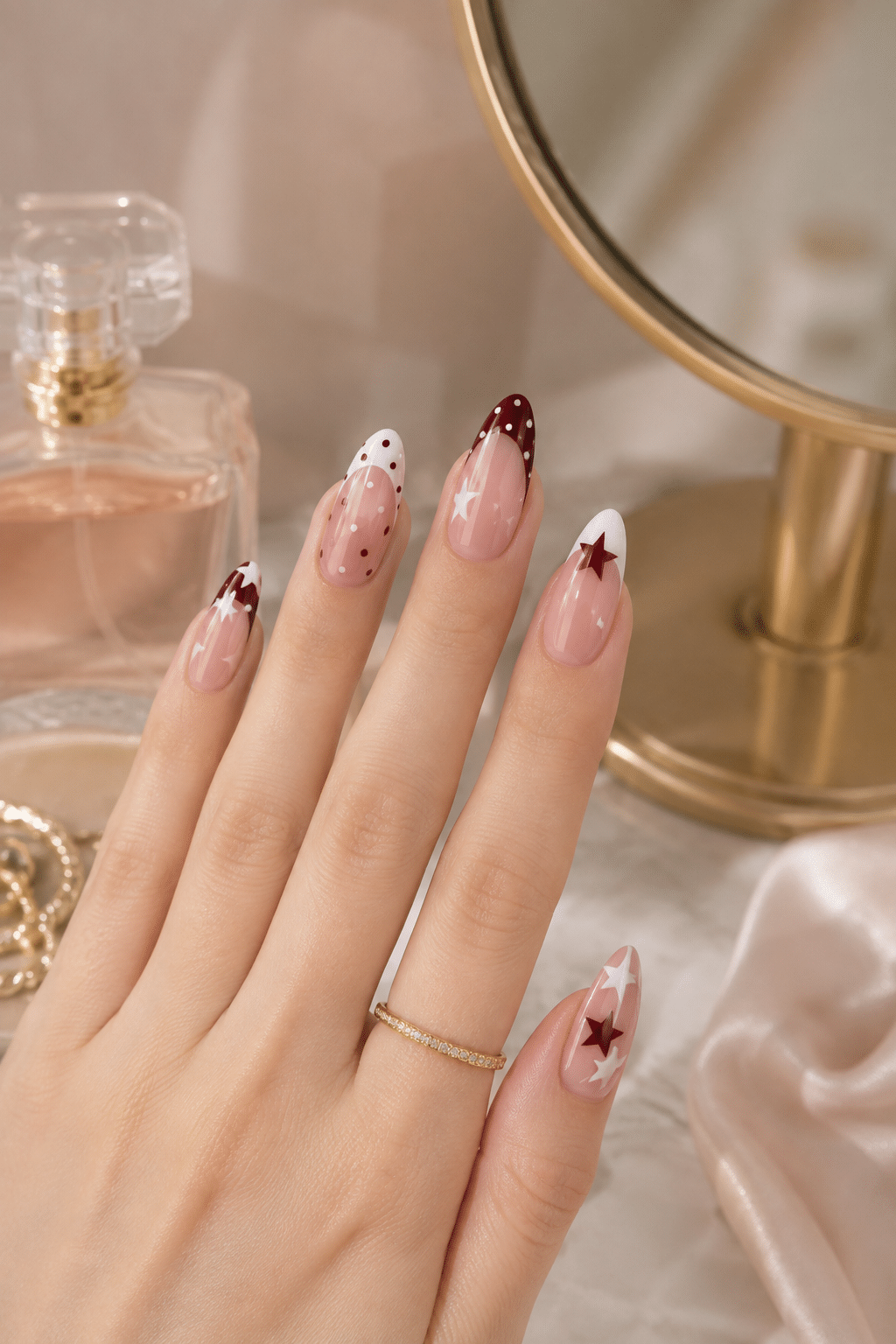 Elegant Burgundy Star Nail Ideas for a Chic Celestial Manicure 3 burgundy star nail ideas