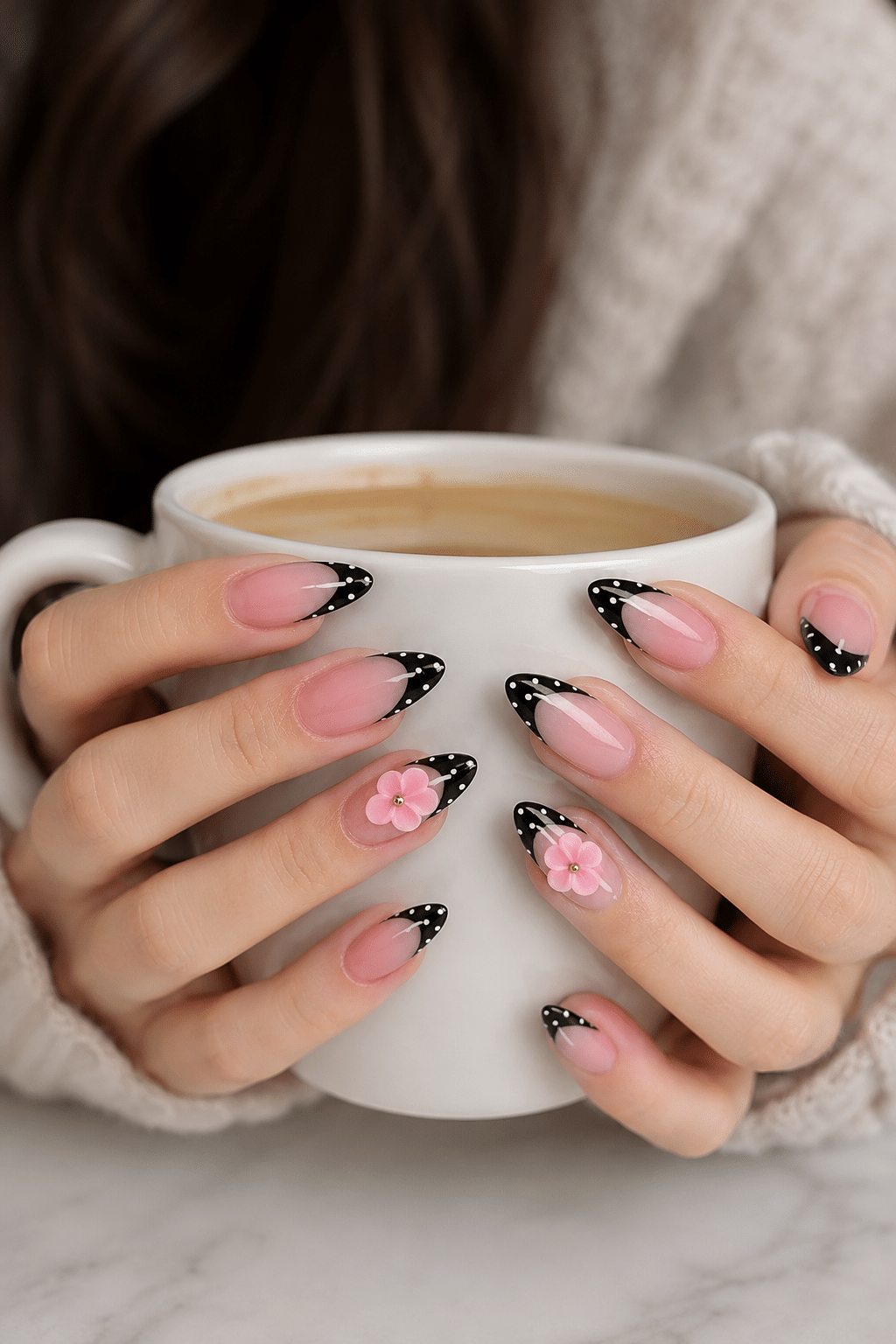 Polka Dot French Tip Nails
