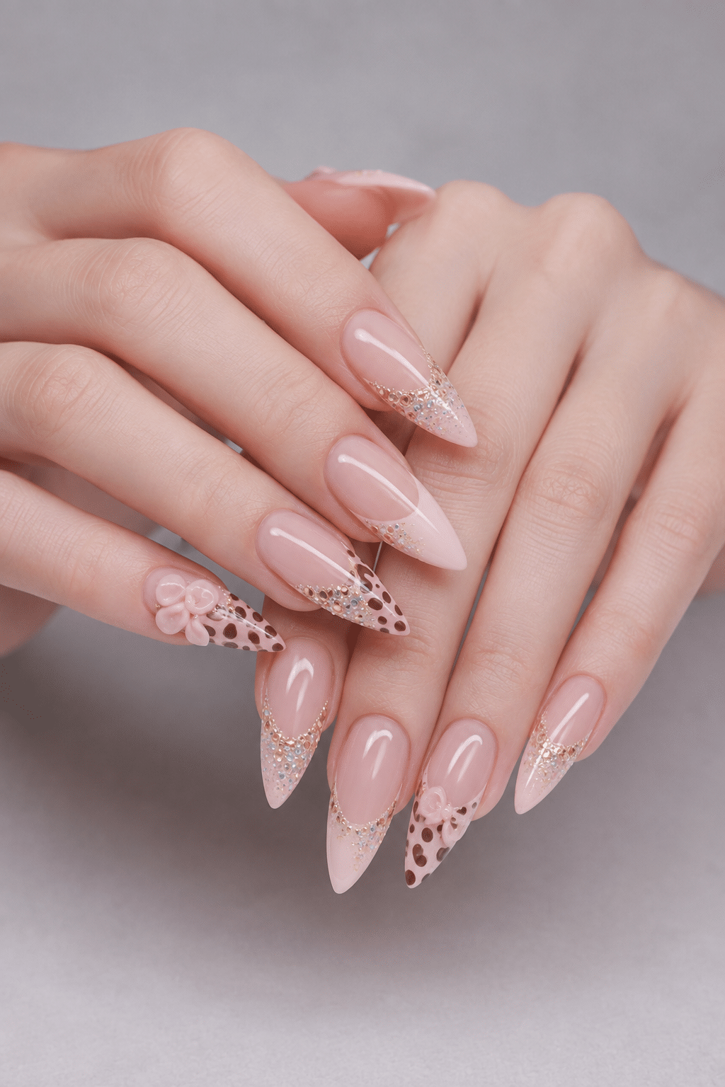 Blush Leopard Bow Nails: Chic Pink Animal Print Manicure Ideas 2 Blush Leopard Bow Nails