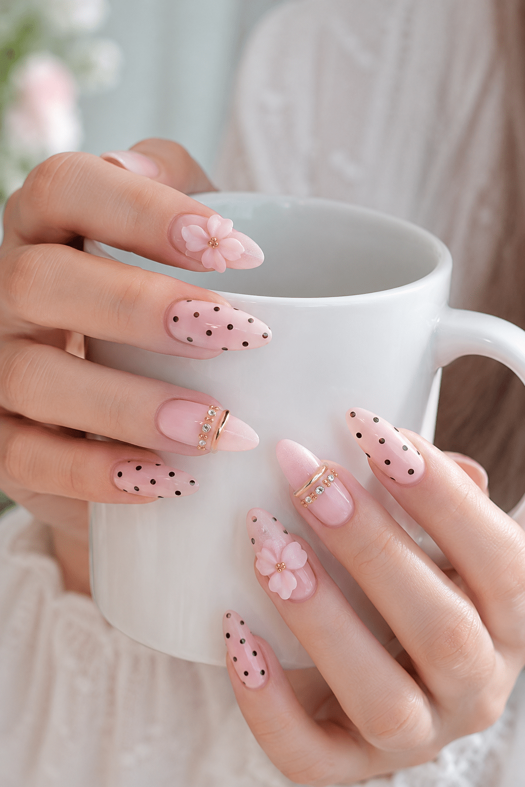 Pink Polka Dot Floral