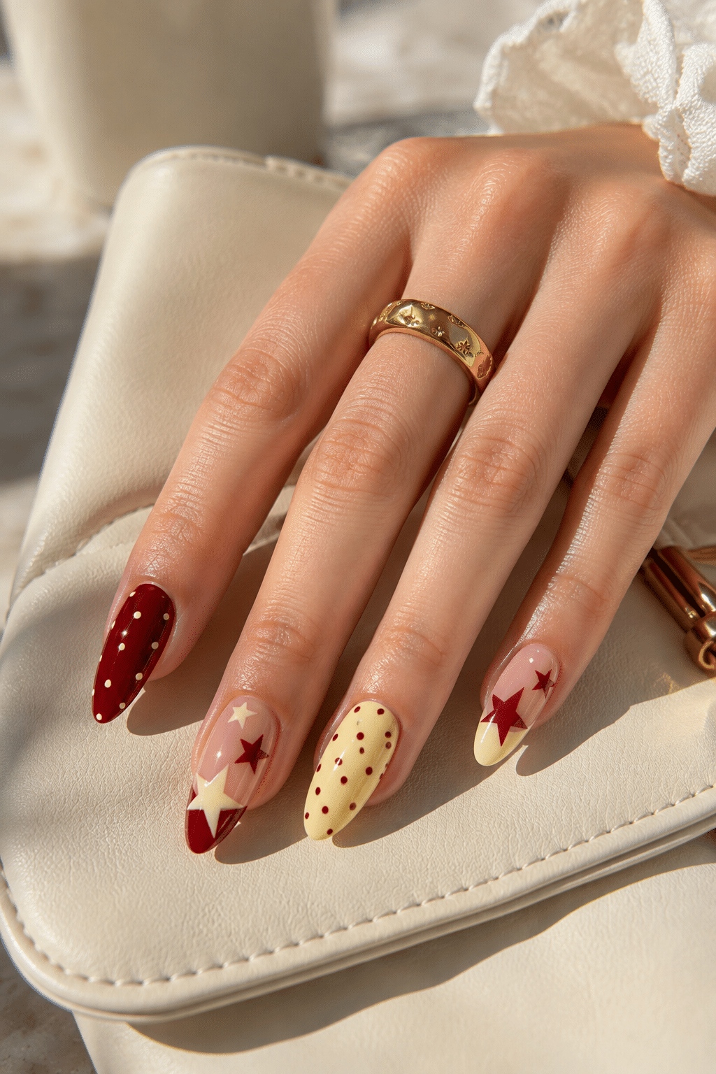 Burgundy Star Nail Ideas for a Chic and Elegant Manicure 3 Burgundy star nail ideas