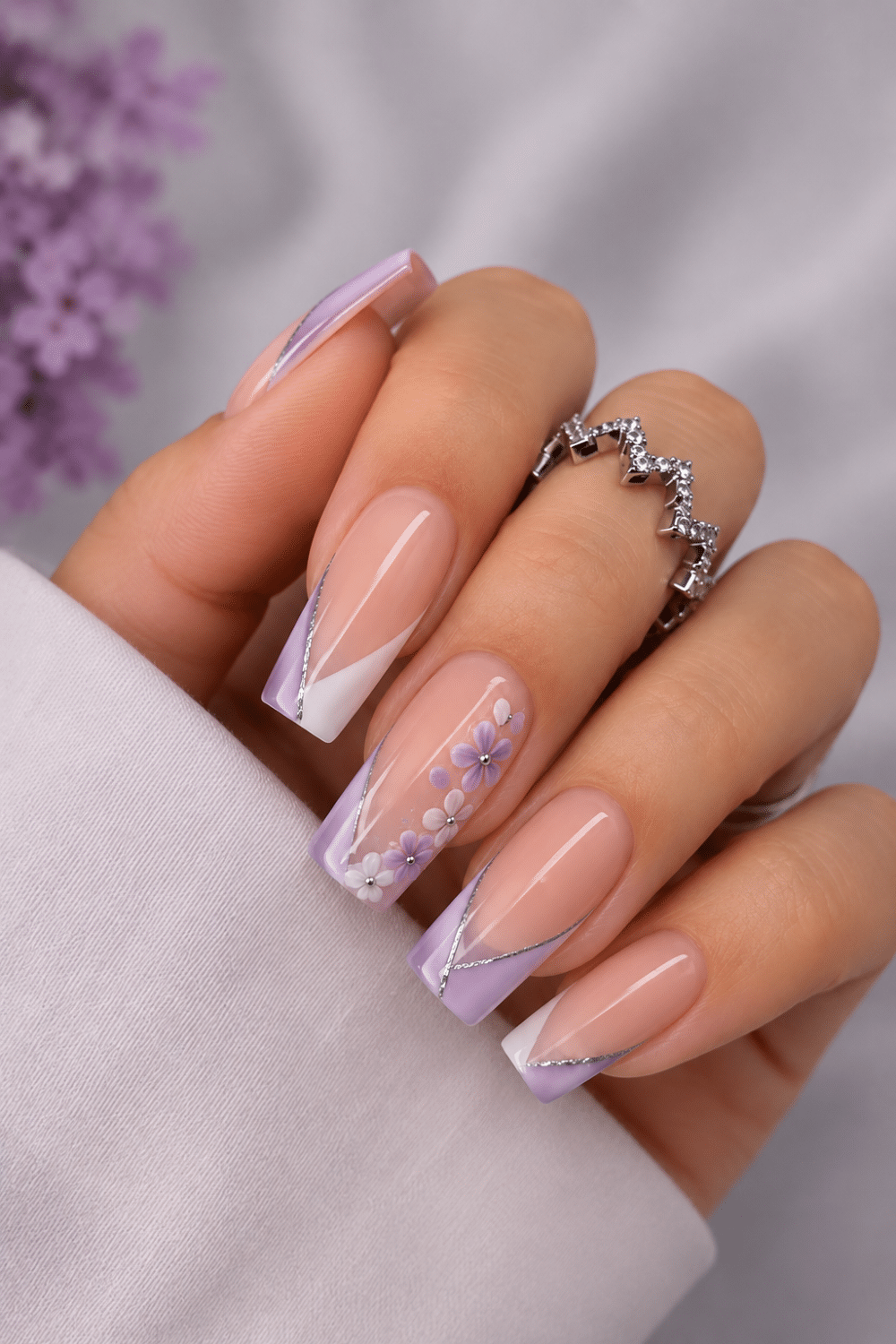 Lilac Petal French Tips