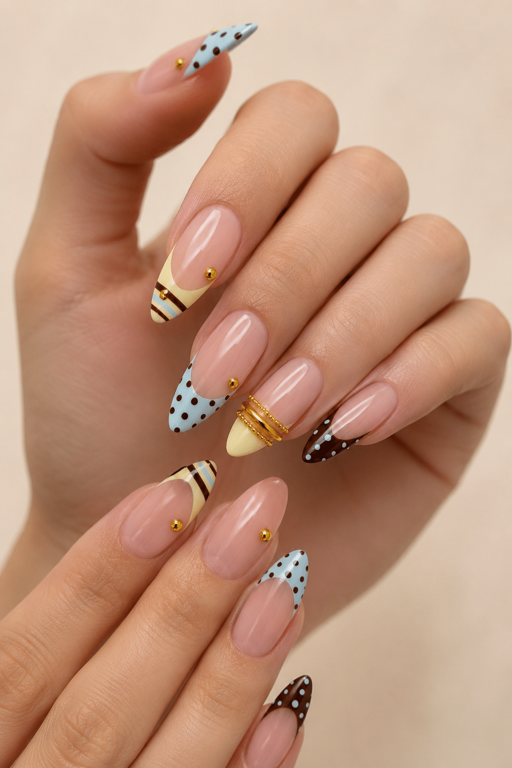 Polka Dot French Nails: Chic Pastel and Brown Manicure Ideas 3 Polka Dot French Nails