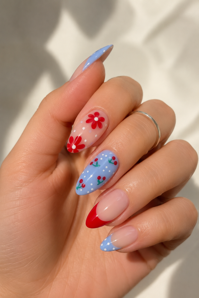 Cherry Blossom French Nails