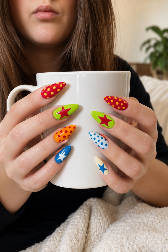 Playful pop art nails