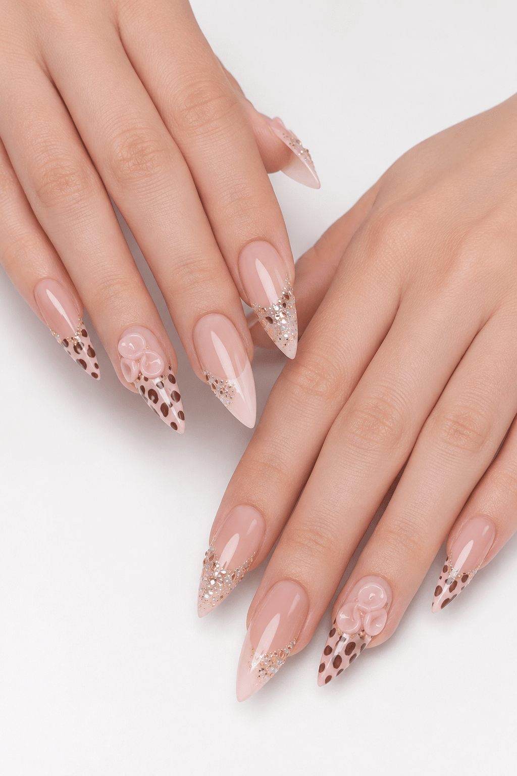 Blush Leopard Bow Nails