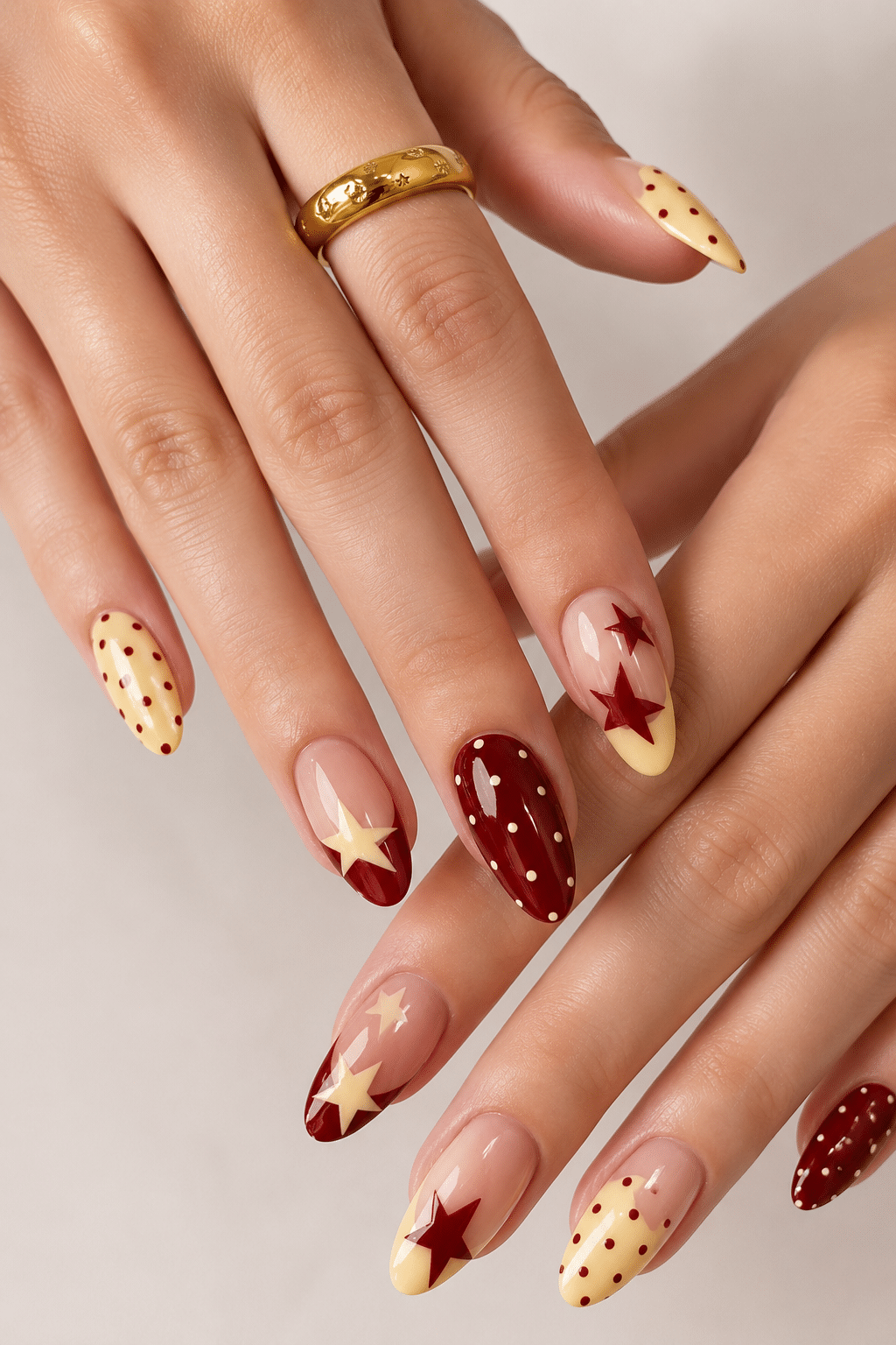 Burgundy Star Nail Ideas for a Chic and Elegant Manicure 2 Burgundy star nail ideas