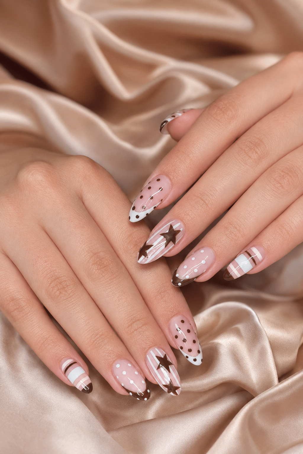 Chocolate Star Nail Ideas: Cute Brown, Blue & Star Nail Inspiration 2 Chocolate Star Nail